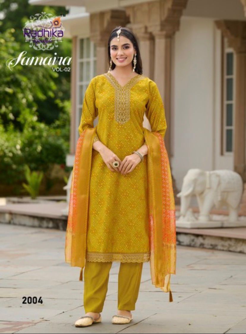 Organza Embroidery kurti with pant and dupatta